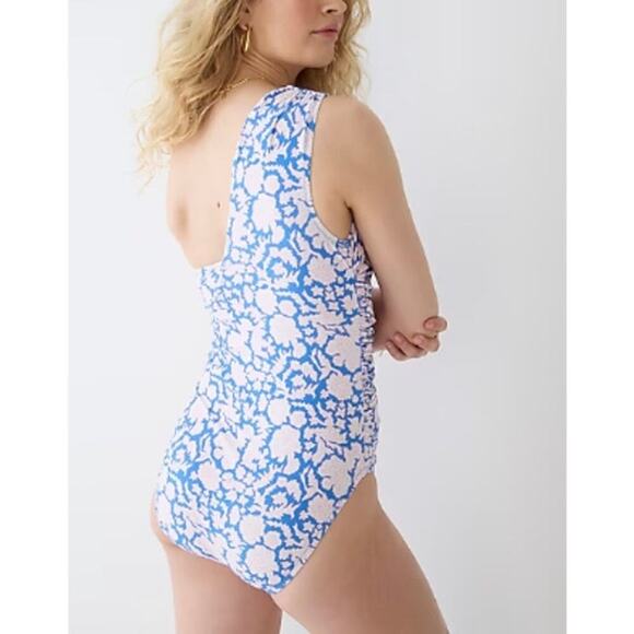 J. Crew x SZ Blockprints Ruched One Shoulder Swimsuit in Nila Print Sz.16 NWT - Picture 2 of 15